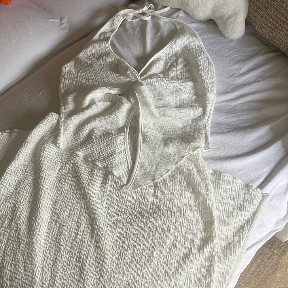 Beach White Halter Top and Maxi Skirt Set🌊🐚